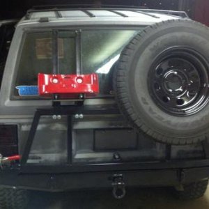 New rear bumper with tire carrier and 5gal gas can