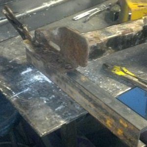 Marking channel steel for mounting holes.